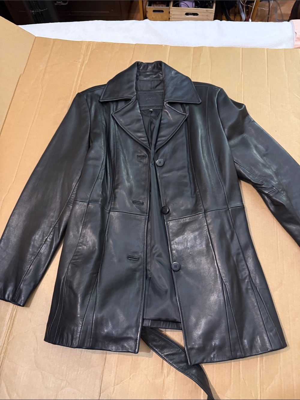Alfani Women's Black Leather Button-Front Jacket